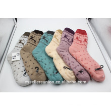 woman winter indoor home socks with anti-slip
